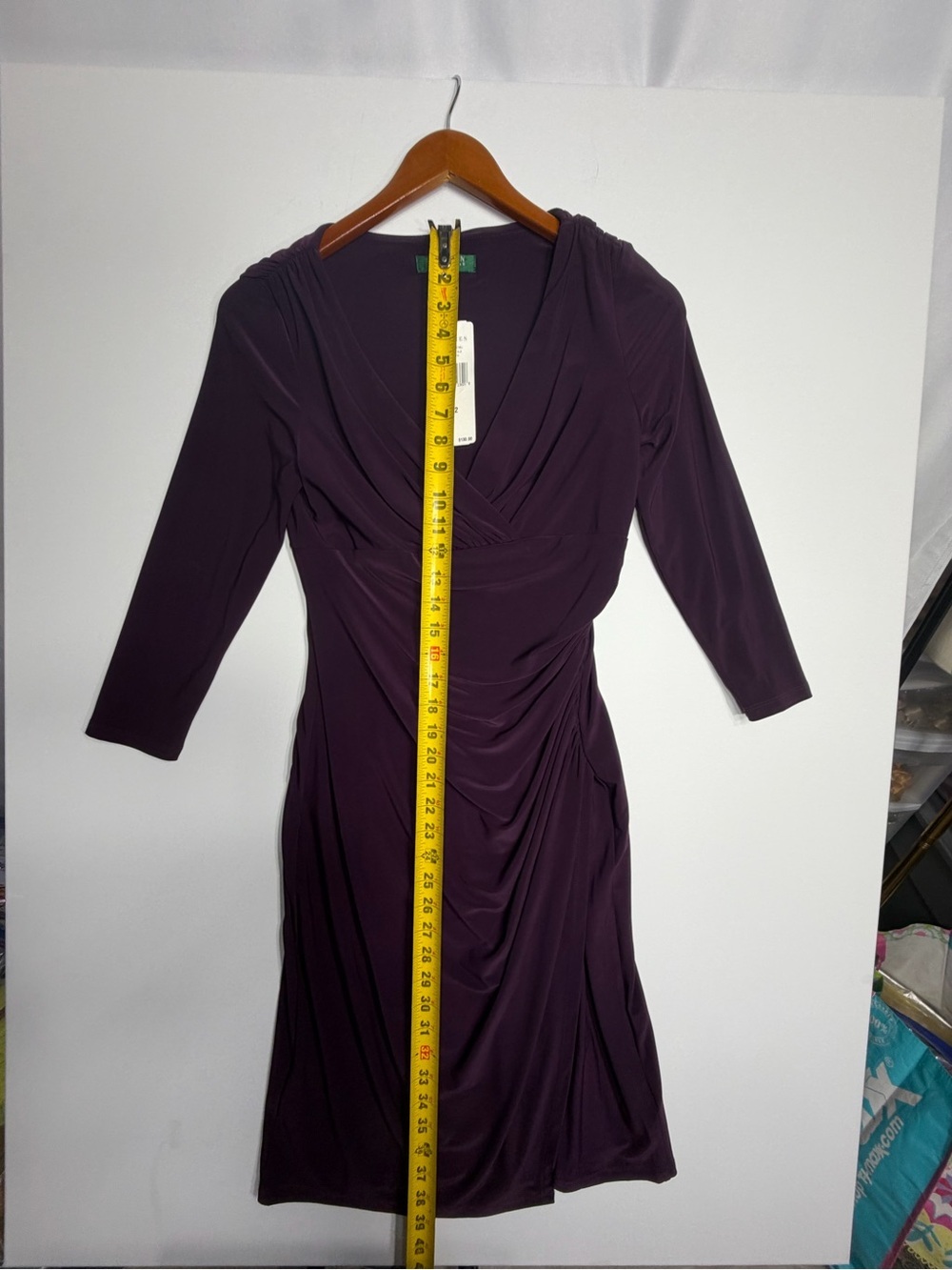 Lauren Ralph Lauren Deep Plum Draped Wrap-Style Jersey Dress size 2 new w tags - Picture 10 of 10